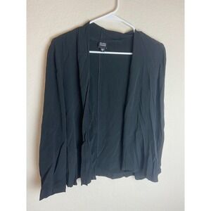 Eileen Fisher Womens Blazer Black Size S Solid Open Front Long Sleeve Rayon